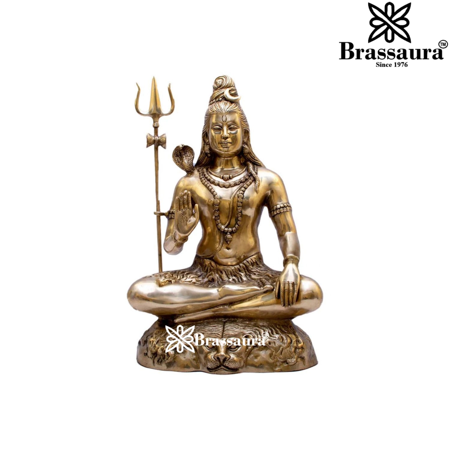 Brassaura™ Brass Lord Shiva Murti – Height 24 Inches & Weight 18 Kgs | Puja Idol for Temple & Gifting