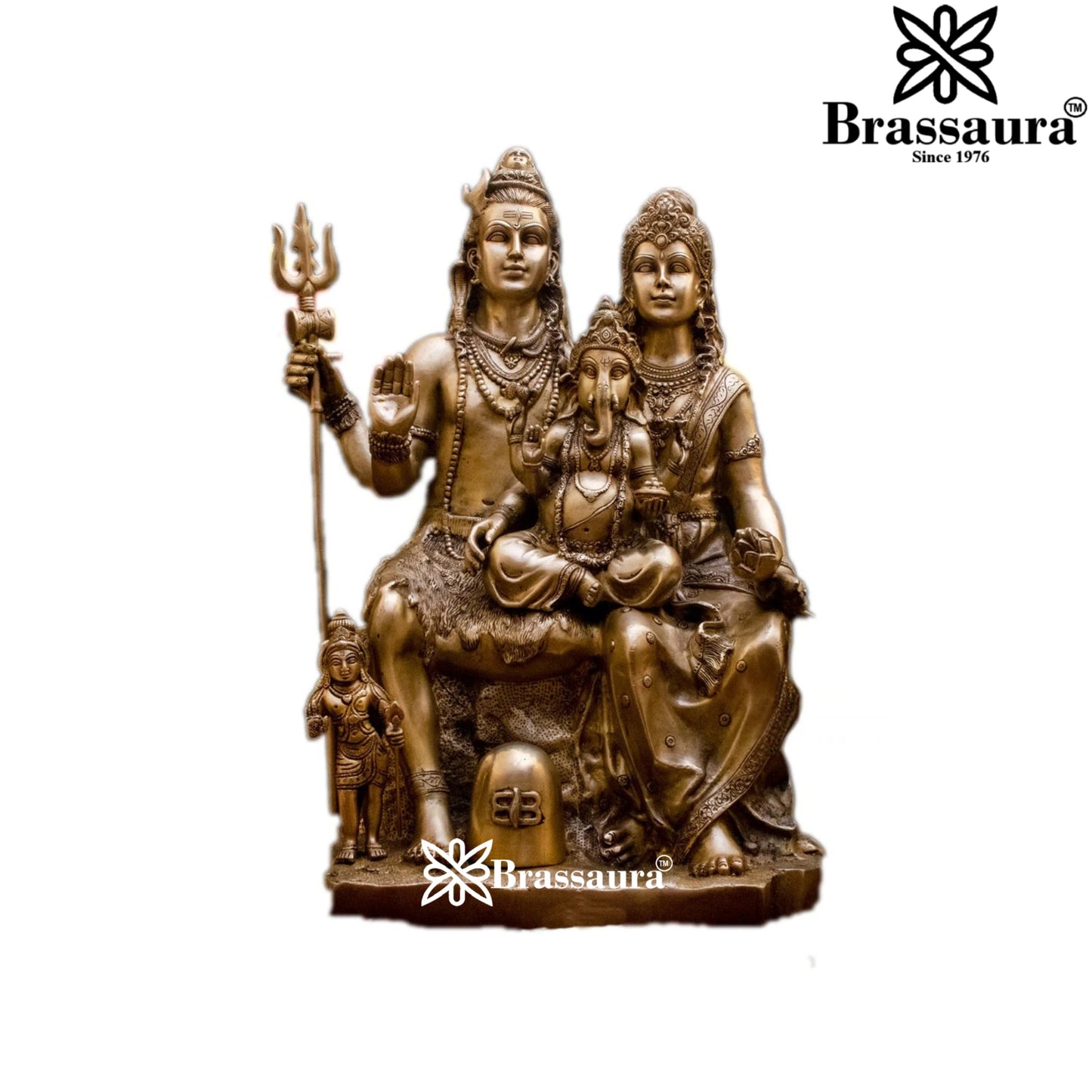 Brass Antique Shiv Family Weight 50 Kg & Height 24 Inch