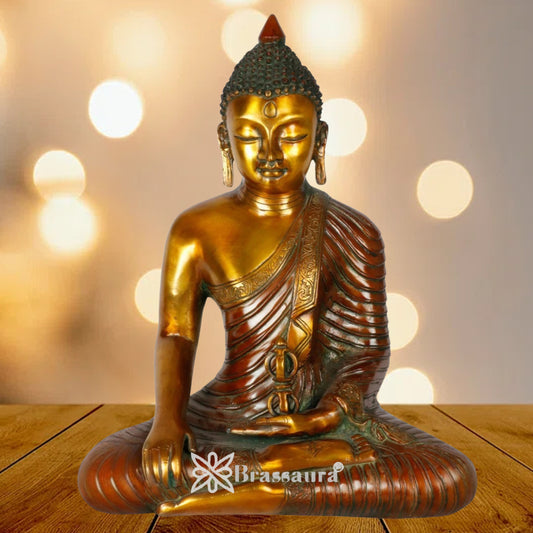 Brass Bhumisprasa Buddha Weight 6.5 kg & Height 13 Inch