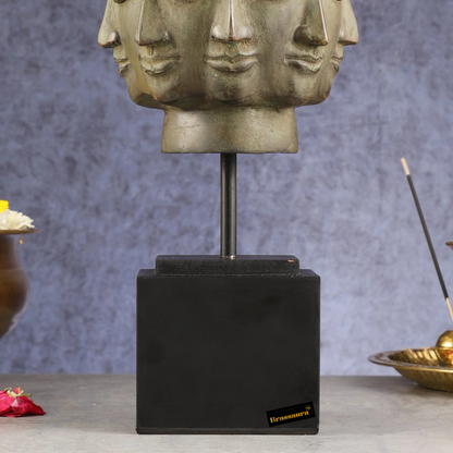 Brassaura™ Vintage Indonesian Bronze Buddha Bust Table Accent – Height 14.5 Inches, Weight 1.26 Kgs