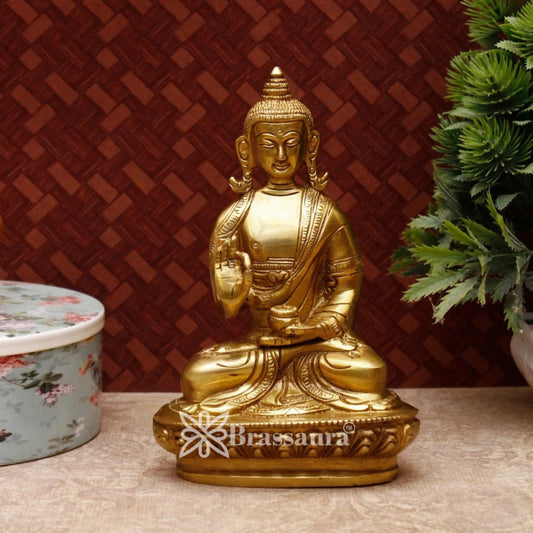Brass Blessing Buddha Weight 0.95 kg & Height 6.25 Inch