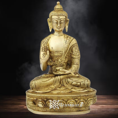 Brass Artistic Royal Golden Buddha Weight 1.8 Kg & Height 9 Inch