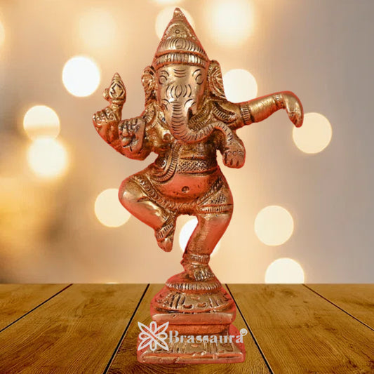 Brass Dancing Ganesha Statue Weight .24 Kg And Height 4.5 Inch