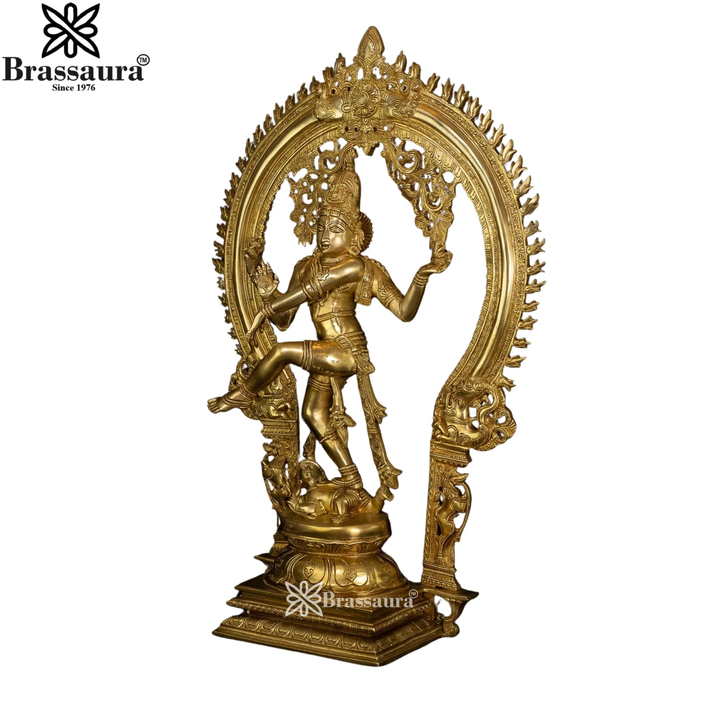 Brass Patina Gold Dancing Natraj Statue Weight 16.3 Kg And Height 26 Inch
