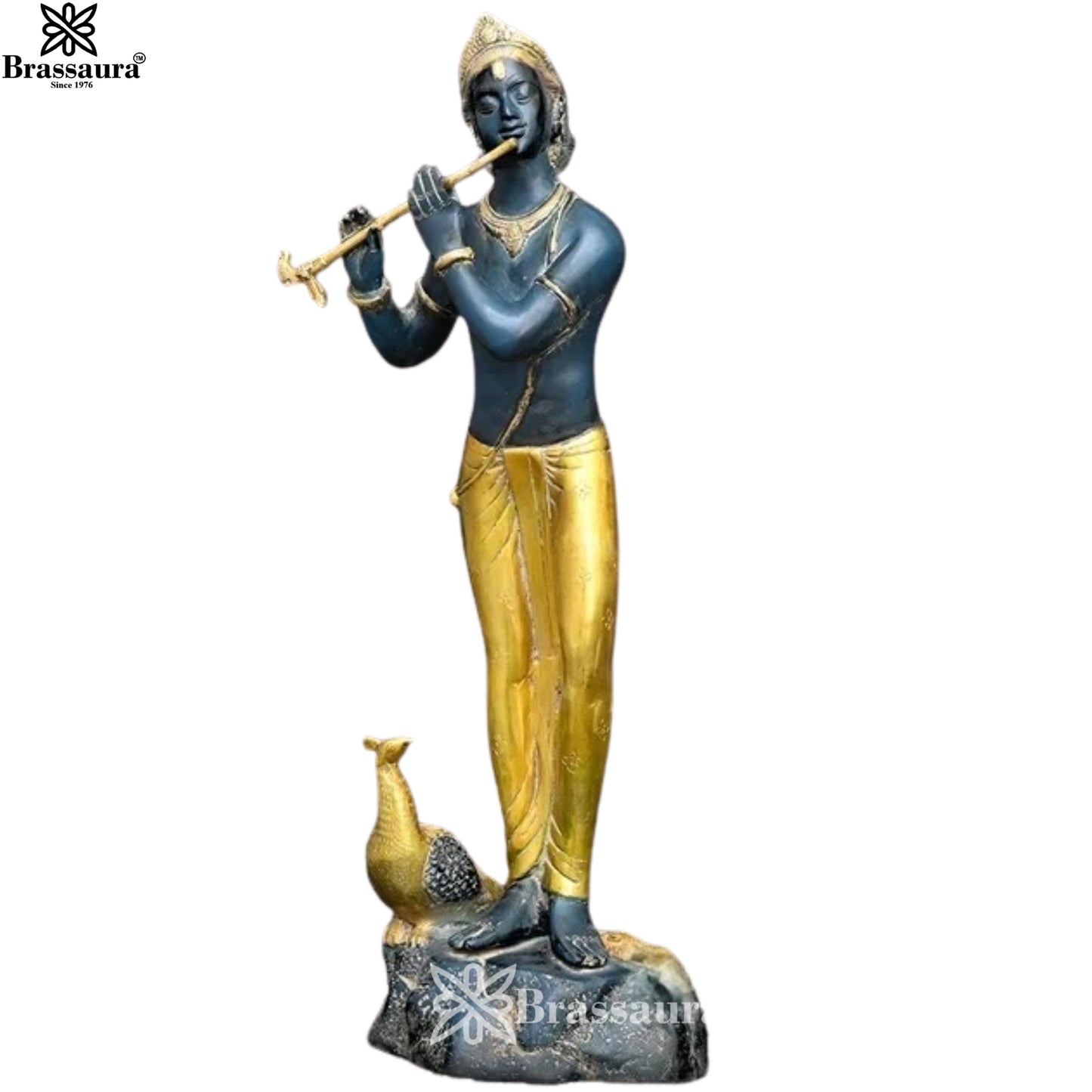 Brass Krishna Murti Weight 14.6 Kg And Height 28.3 Inch