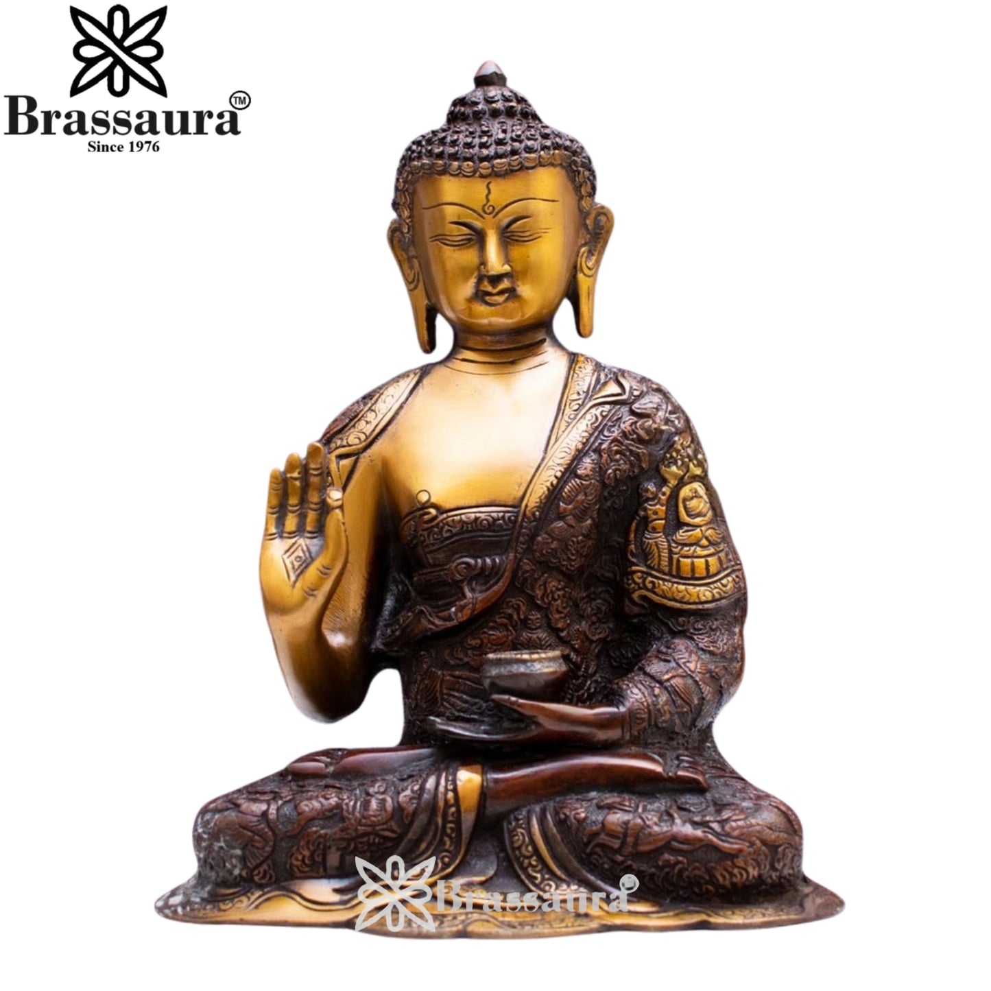 Brass Bhumisprasa Buddha Weight 5 kg & Height 11 Inch