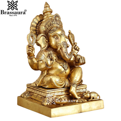 Brass Super fine Lotus Ganesha Weight 12 Kg & Height 12 Inch
