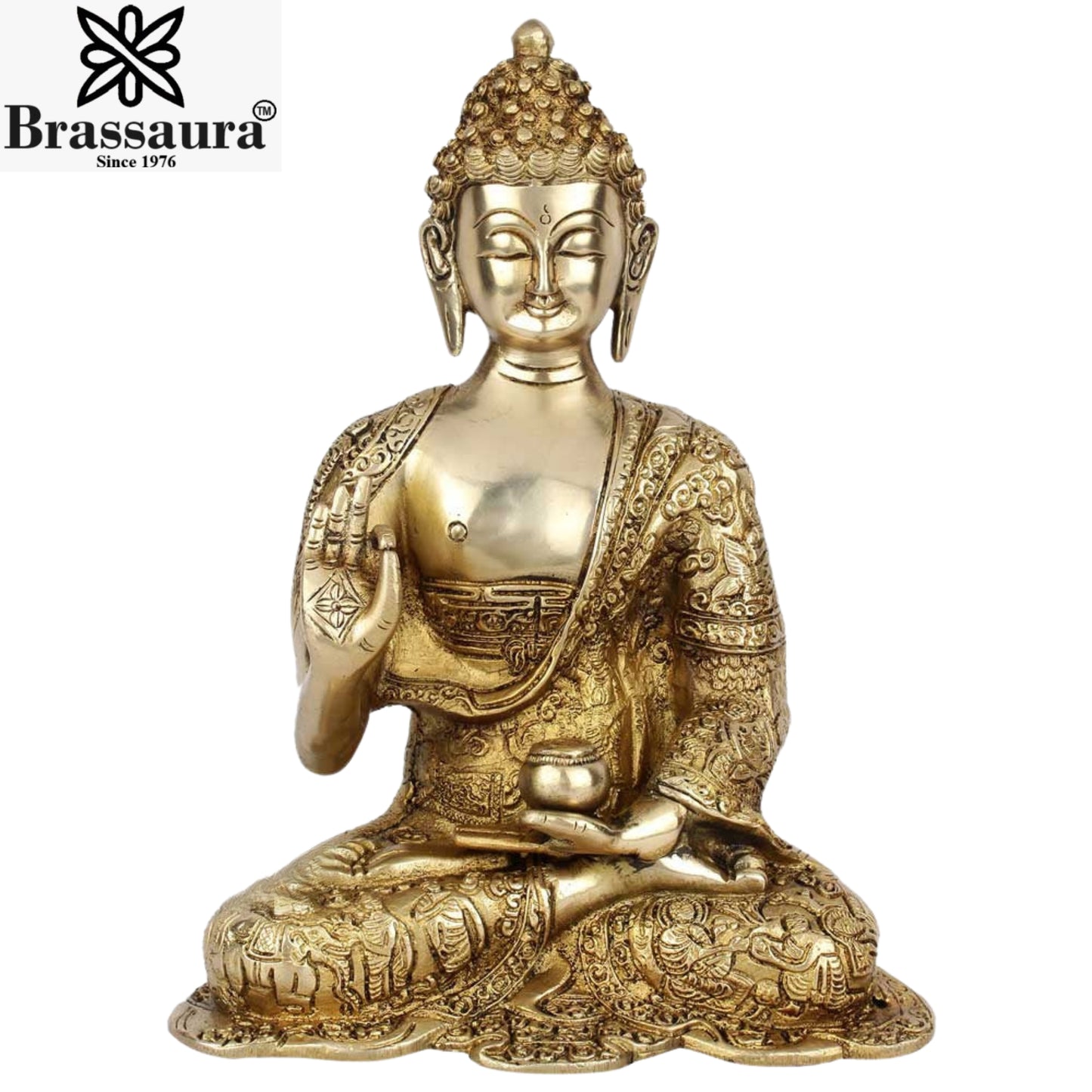 Brass Blessing Artistic Buddha Weight 3.5 kg & Height 10 Inch