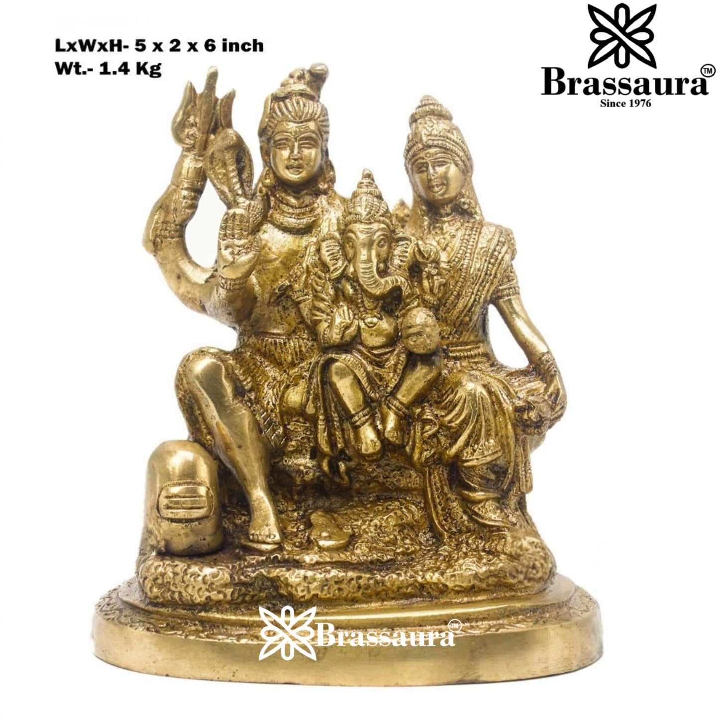 Brass Classic Shiv Family  Weight 1.4 Kg & Height 6 Inch