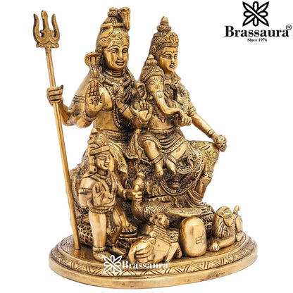 Brass Antique Shiv Family  Weight 5 Kg & Height 9 Inch