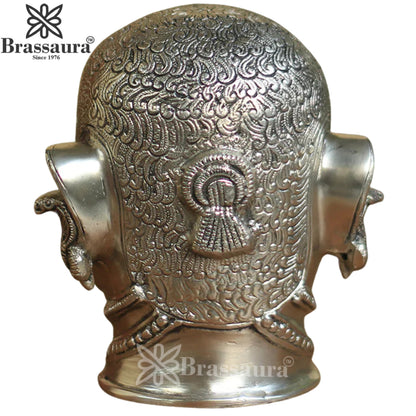 Brass Silver Shiva Mukhlingam Statue Weight 2.3 Kg And Height 6 Inch