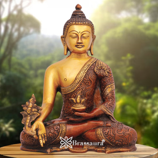 Brass Bhumisprasa Buddha Weight 4 kg & Height 10 Inch