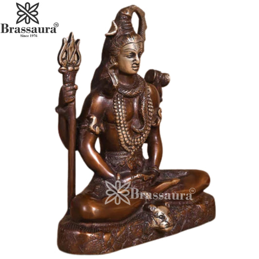 Brassaura™ Elegant Brass Shiva Idol – Height 8 Inches & Weight 2.36 Kgs | Hindu Devotional Idol