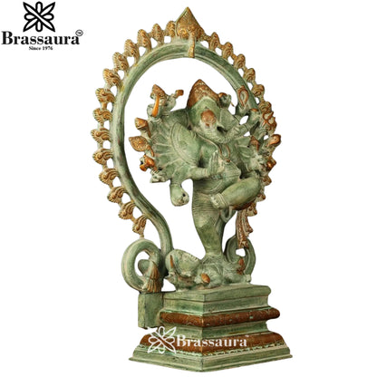 Brass Ring Ganesha Statue Weight 20.3 Kg & Height 25 Inch