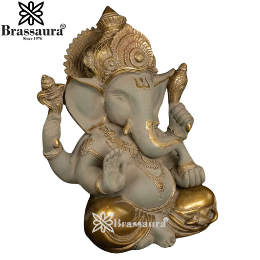 Brassaura Brass Ganesha Idol | Height 12 Inches