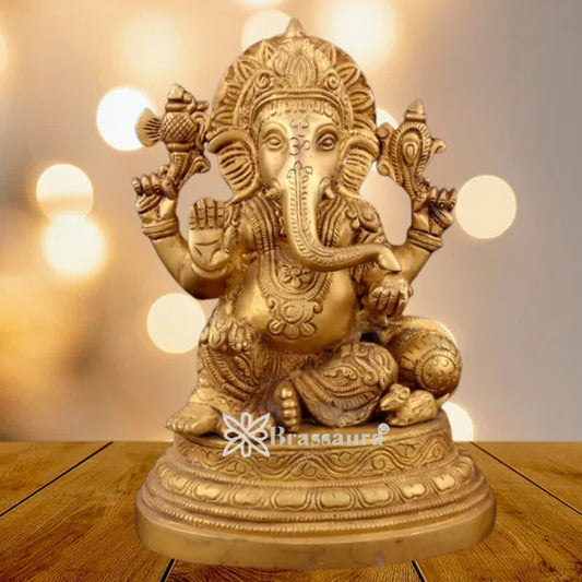 Brass Ganesha Statue Weight 1.31 Kg And Height 4.3 Inch