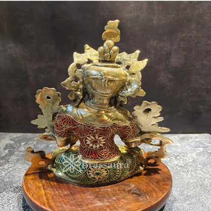 Brass Gem Stone Work Tara Weight 3.1 Kg & Height 11 Inch