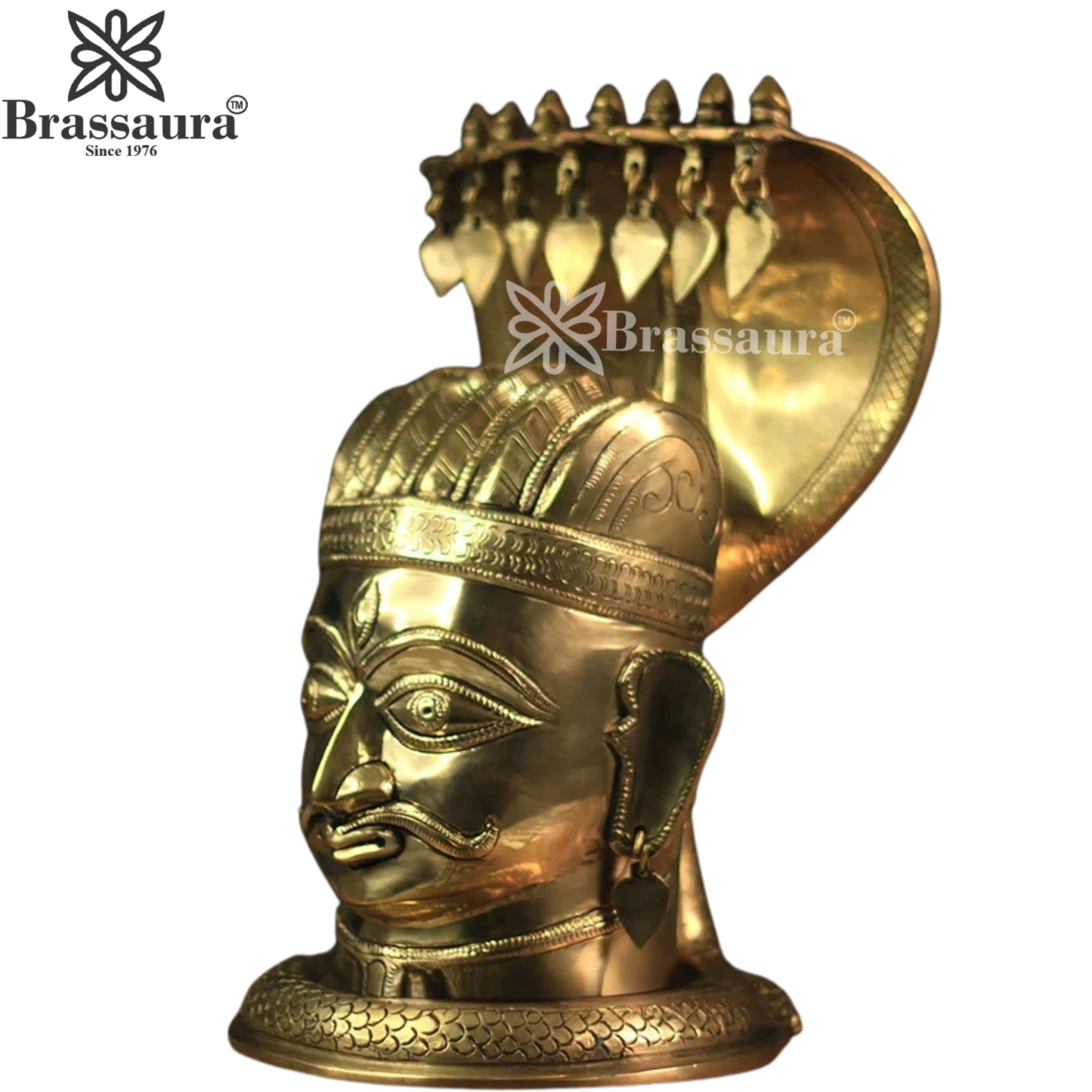 Brass Shiva Mukhlingam With Naagraaj Statue Weight 8.7 Kg And Height 13 Inch