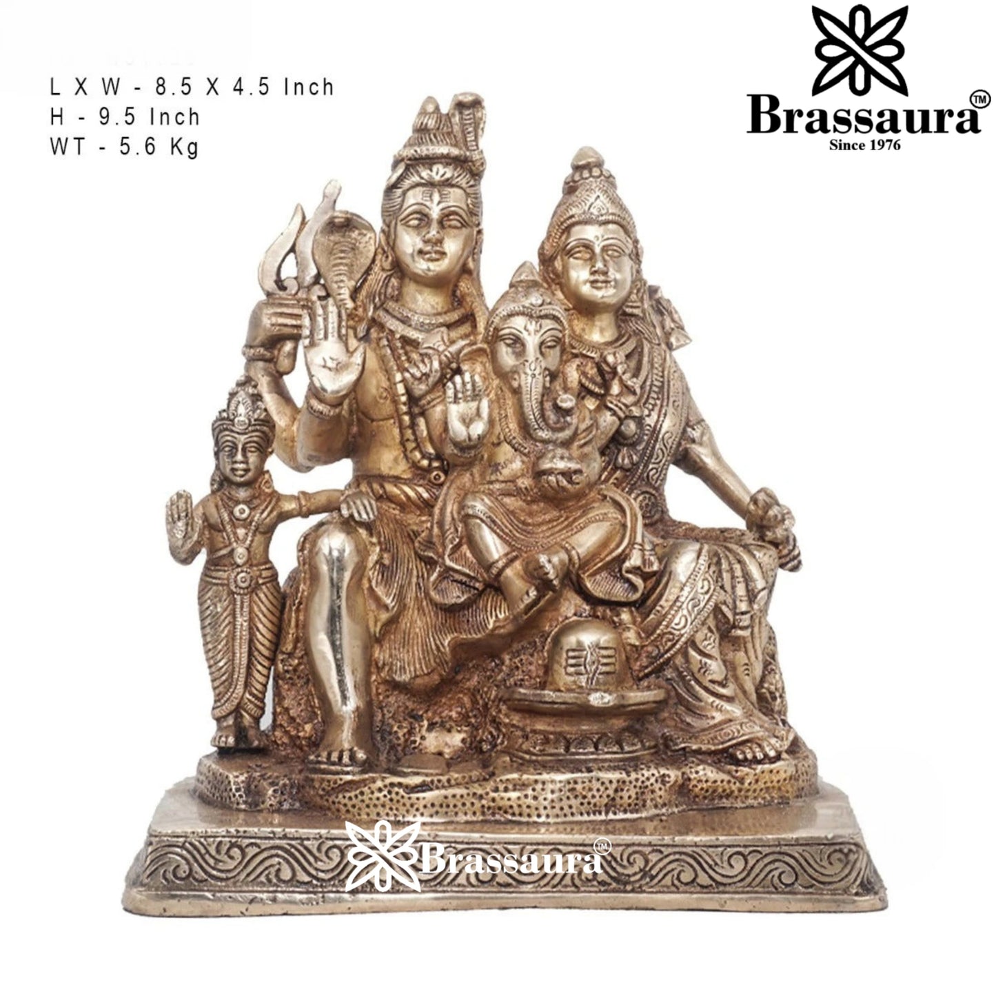 Brass Classic Shiv Family  Weight 5.6 Kg & Height 9.5 Inch