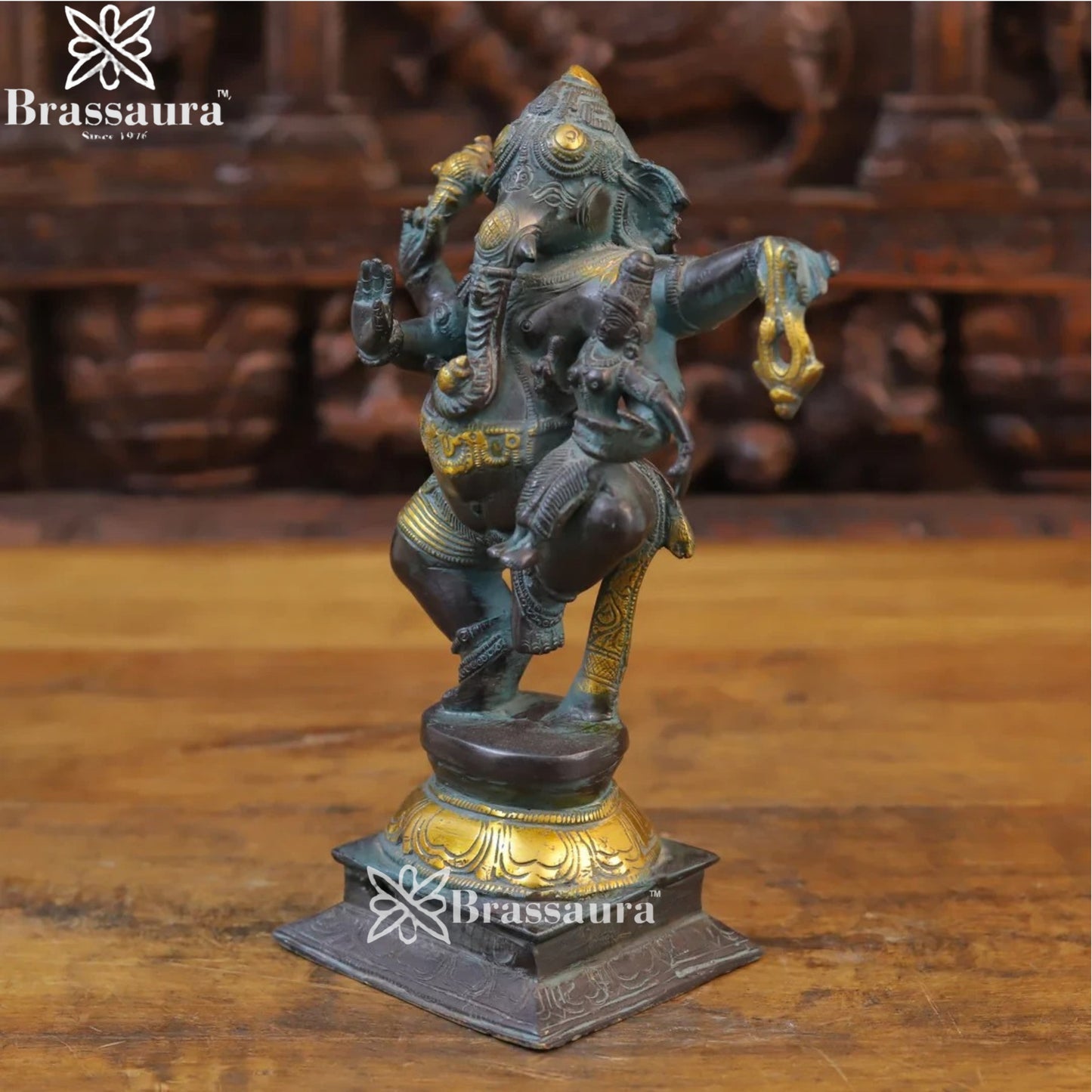 Brass Dancing Ganesha Weight 3.64 Kg & Height 11 Inch