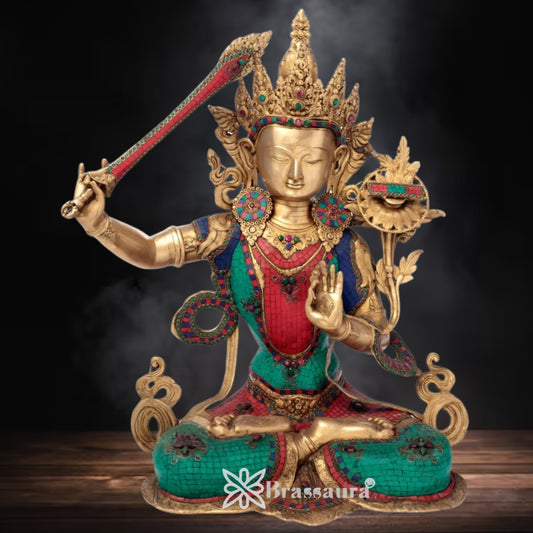 Brass Gem Stone Work Tara Weight 33 Kg & Height 32 Inch