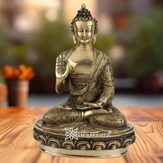 Brass Blessing Buddha Weight 4.9 kg & Height 12 Inch