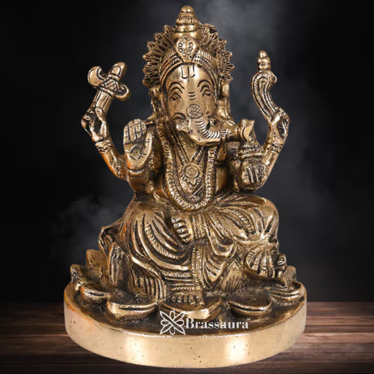 Brass Ganesha Statue Weight 1.7 Kg & Height 6 Inch