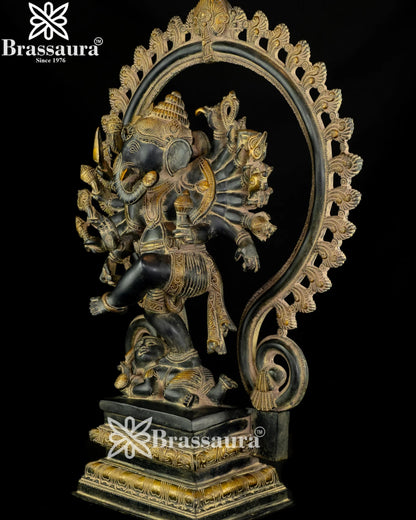 Brass Dancing Ganesha Statue Weight 22.4 Kg And Height 25.5 Inch