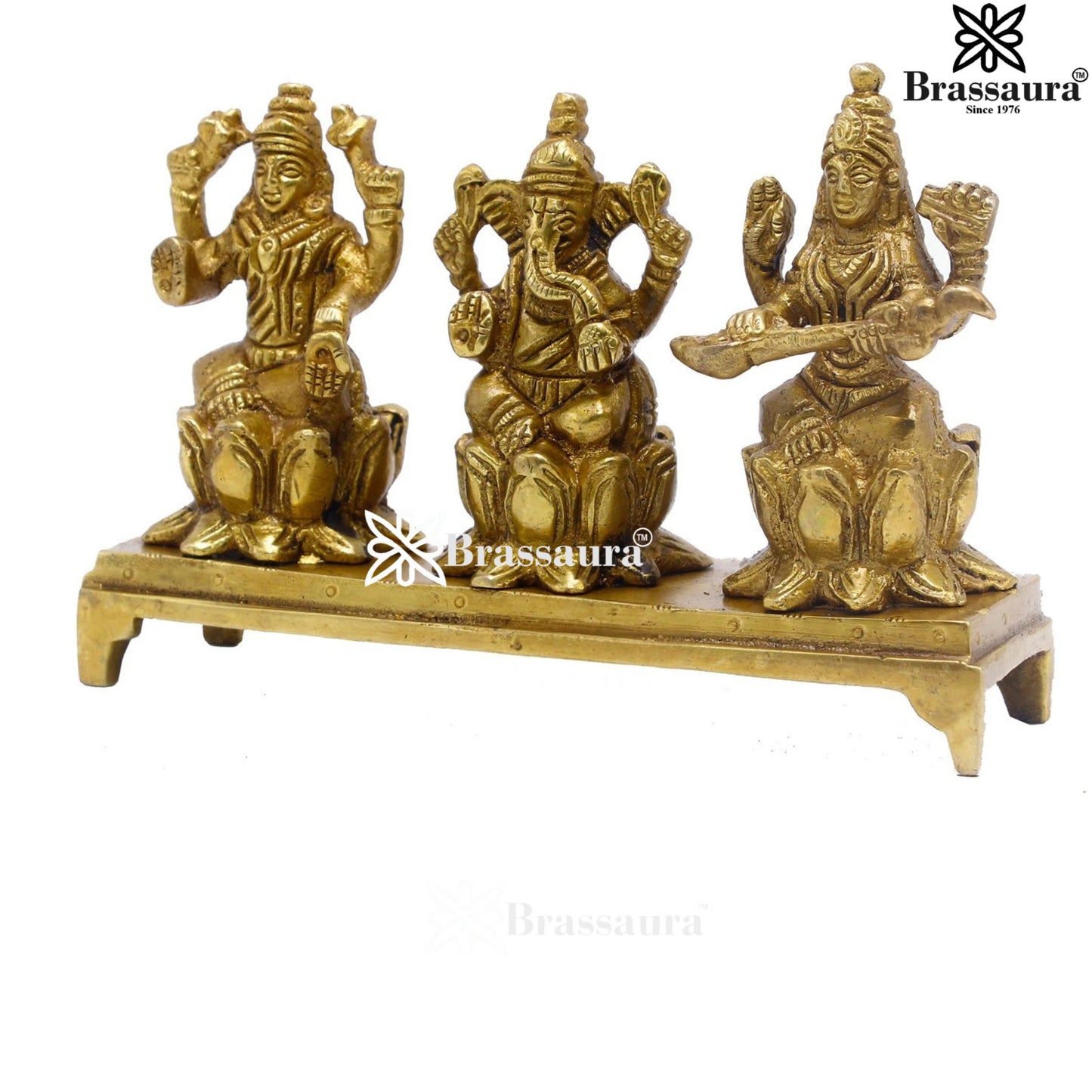 Brass Classic Lakshmi Ganesh Saraswati Weight 0.6 Kg & Height 3.25 Inch