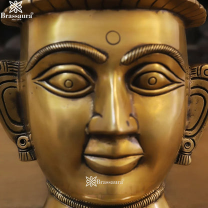 Brass Parvati Head Statue Weight 2.32 Kg And Height 14 Inch