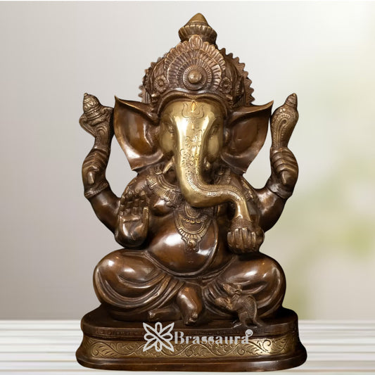Brass Ganesha Statue Weight 11.5 Kg And Height 14 Inch