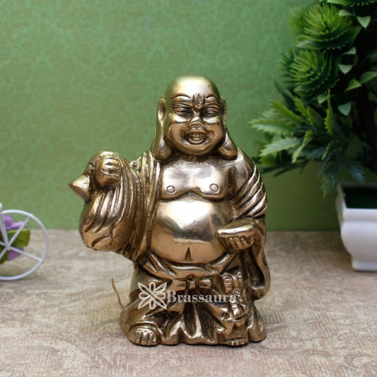 Brass Laughing Buddha Weight 1.2 kg & Height 5 Inch