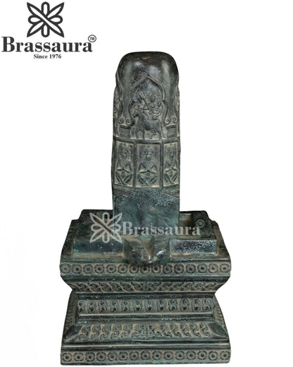 Bronze Vintage Lord Shivling Statue Weight 10.6 Kg And Height 21 Inch