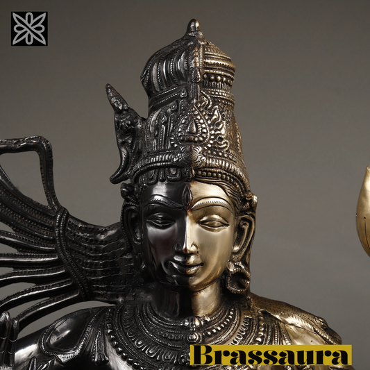 Brassaura® Brass Ardhanarishwar Statue – Height 40 Inches  | Home Altar & Pooja Décor