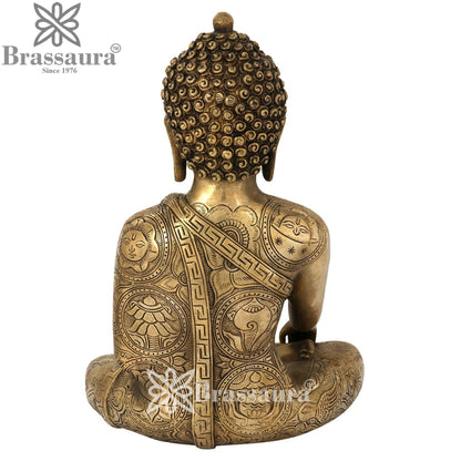 Brass Bhumisprasa Buddha Weight 6.2 kg & Height 12 Inch