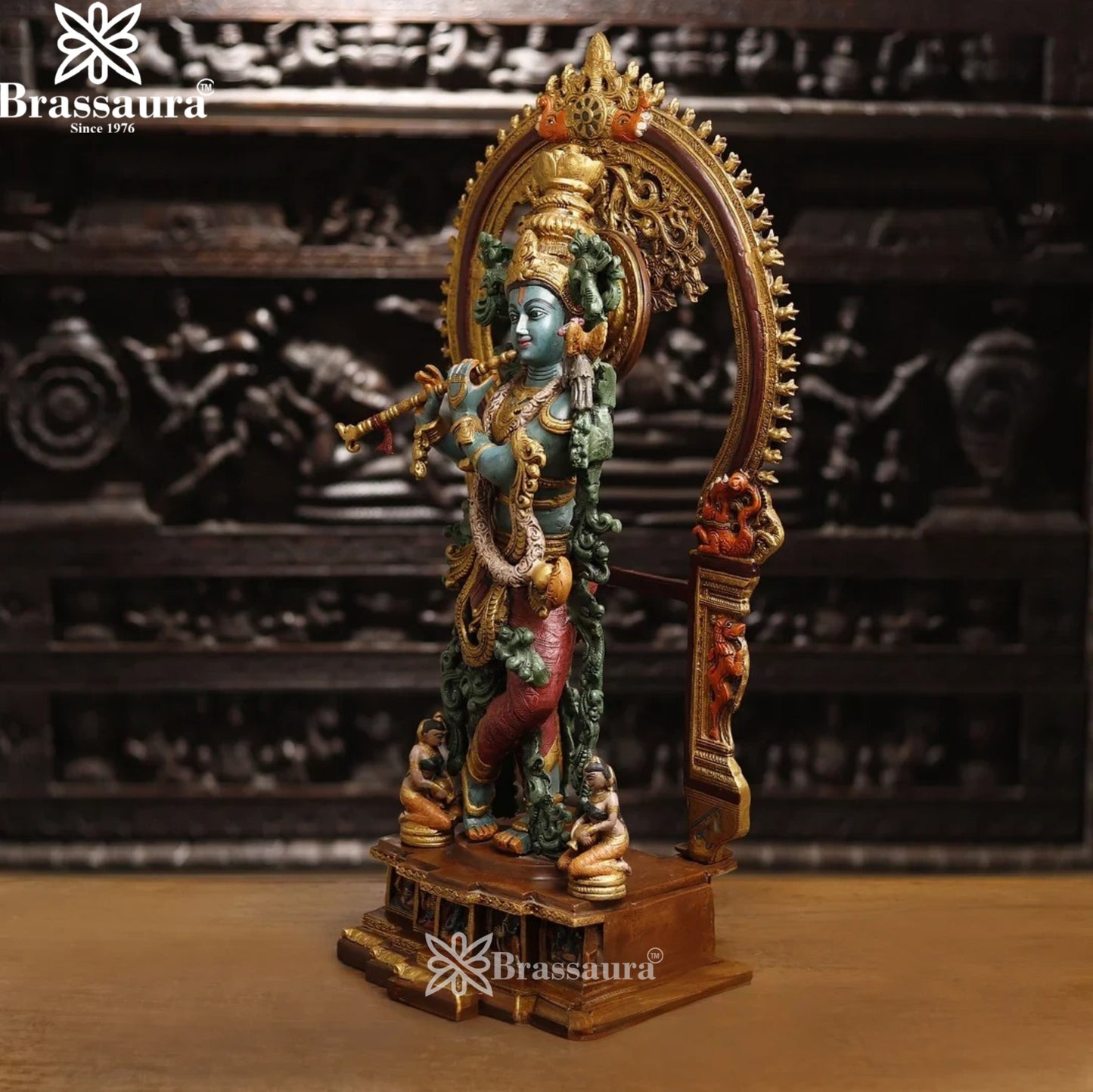 Brass Krishna Murti Weight 33.46 Kg And Height 32 Inch