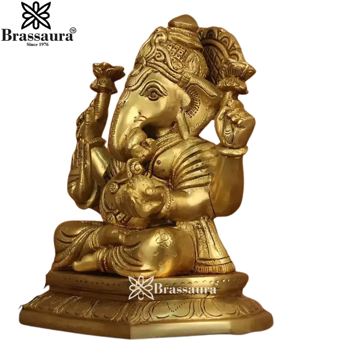 Brass Ganesha Statue Weight 4.36 Kg And Height 8 Inch