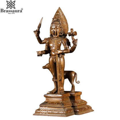 Brass Kaal Bhairav Statue Weight 8.7 Kg And Height 17 Inch