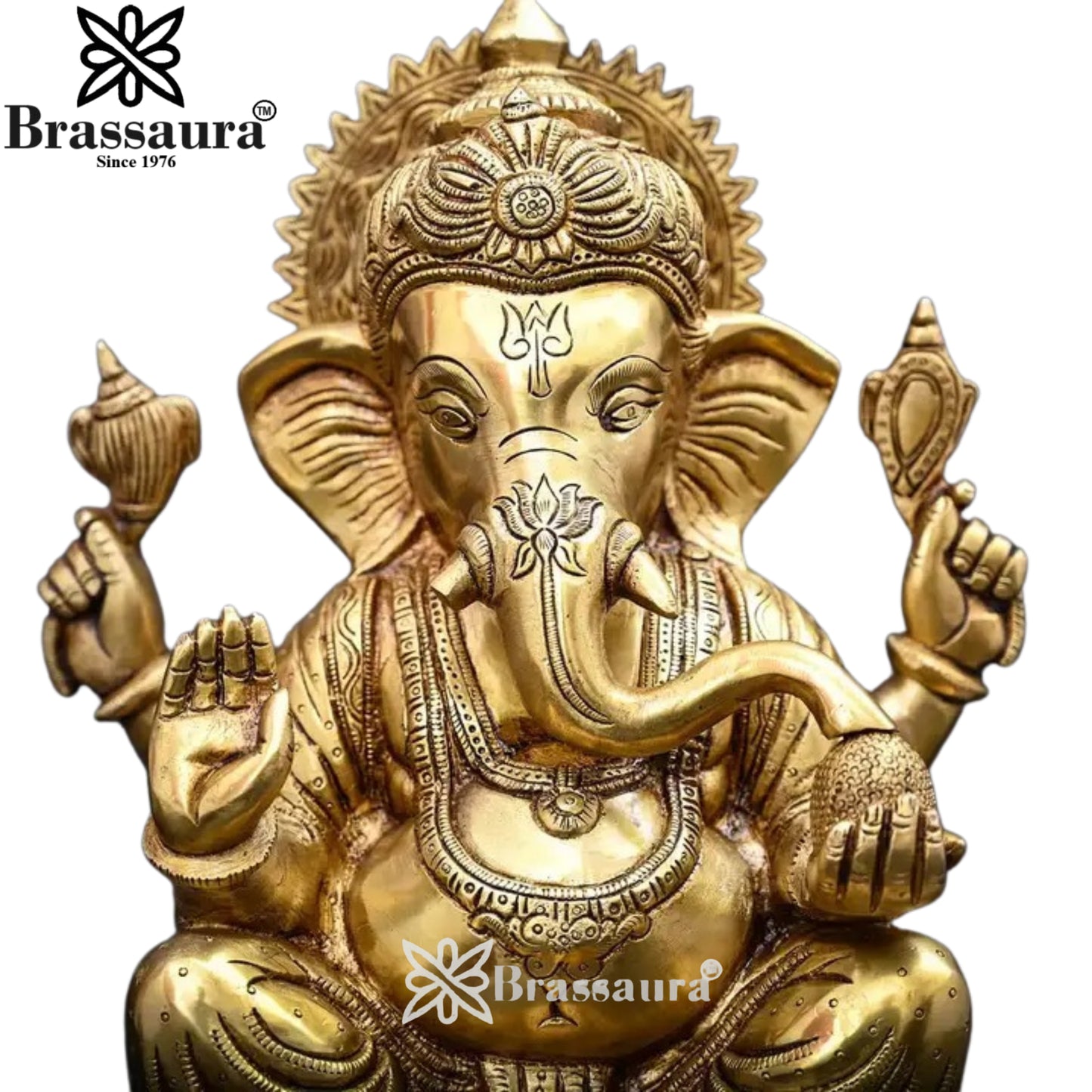 Brass Ganesha Statue Weight 9.75 Kg And Height 13.5 Inch