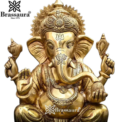 Brass Ganesha Statue Weight 9.75 Kg And Height 13.5 Inch