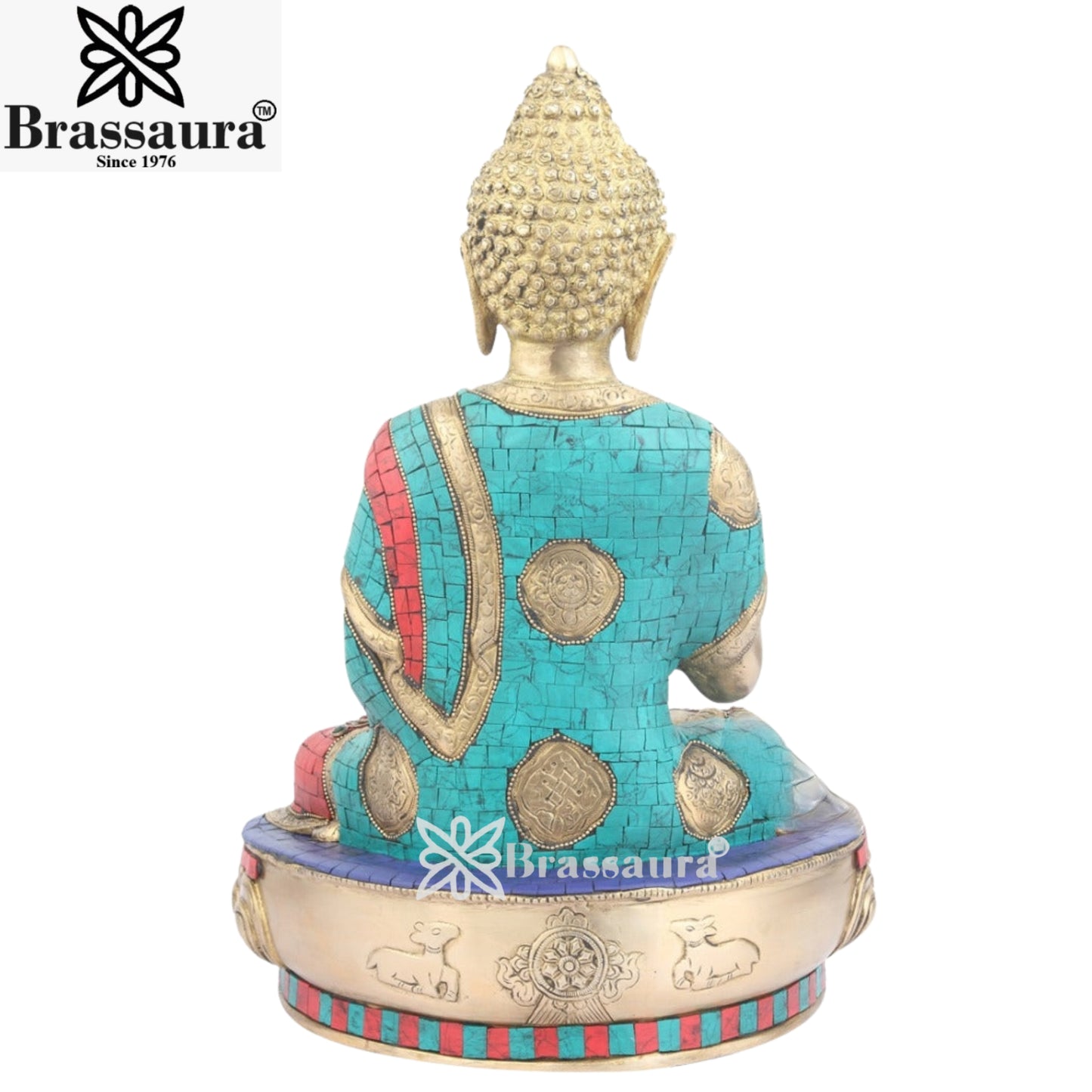 Brass Blessing Gem Stone Work Buddha Weight 11 Kg & Height 18 Inch