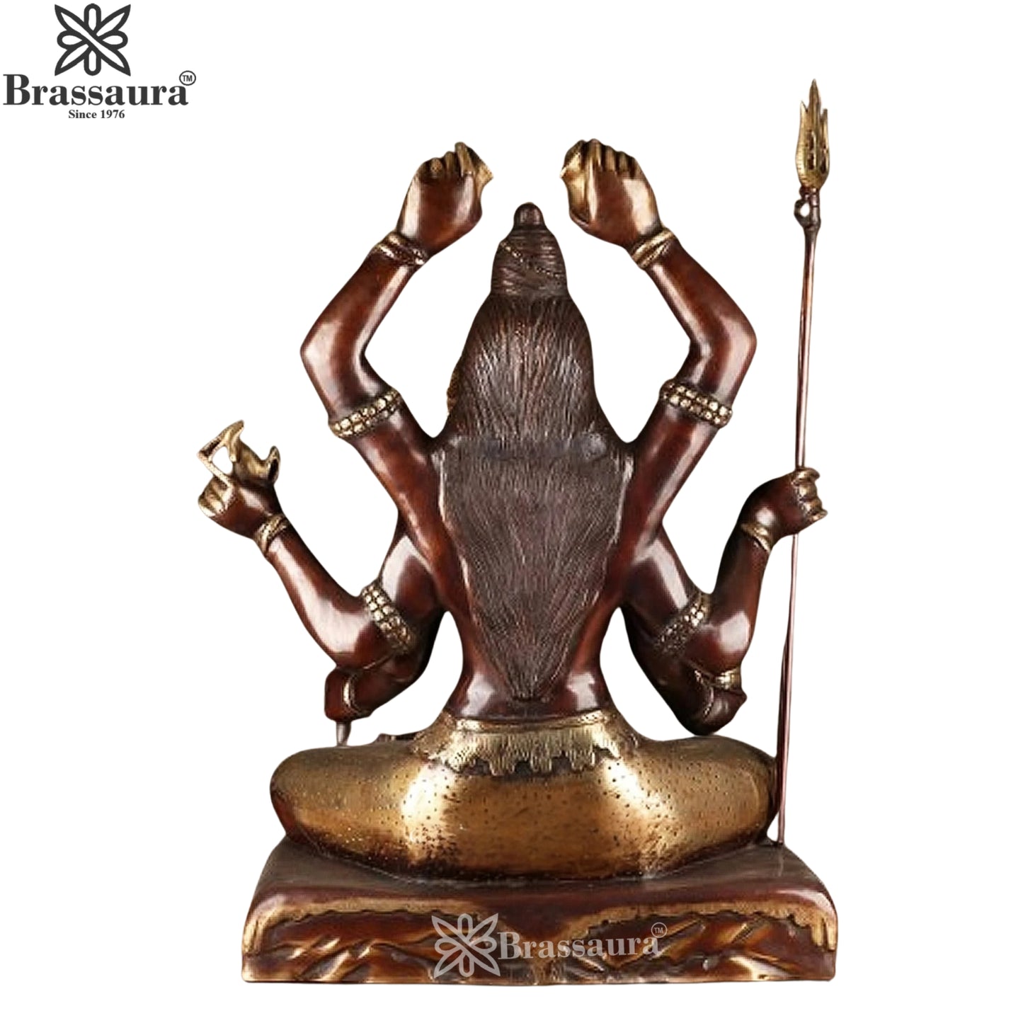 Brassaura™ Brass Lord Mrityunjaya Shiva Statue, Height 30 Inches & Weight 48 Kgs | Temple & Home Décor