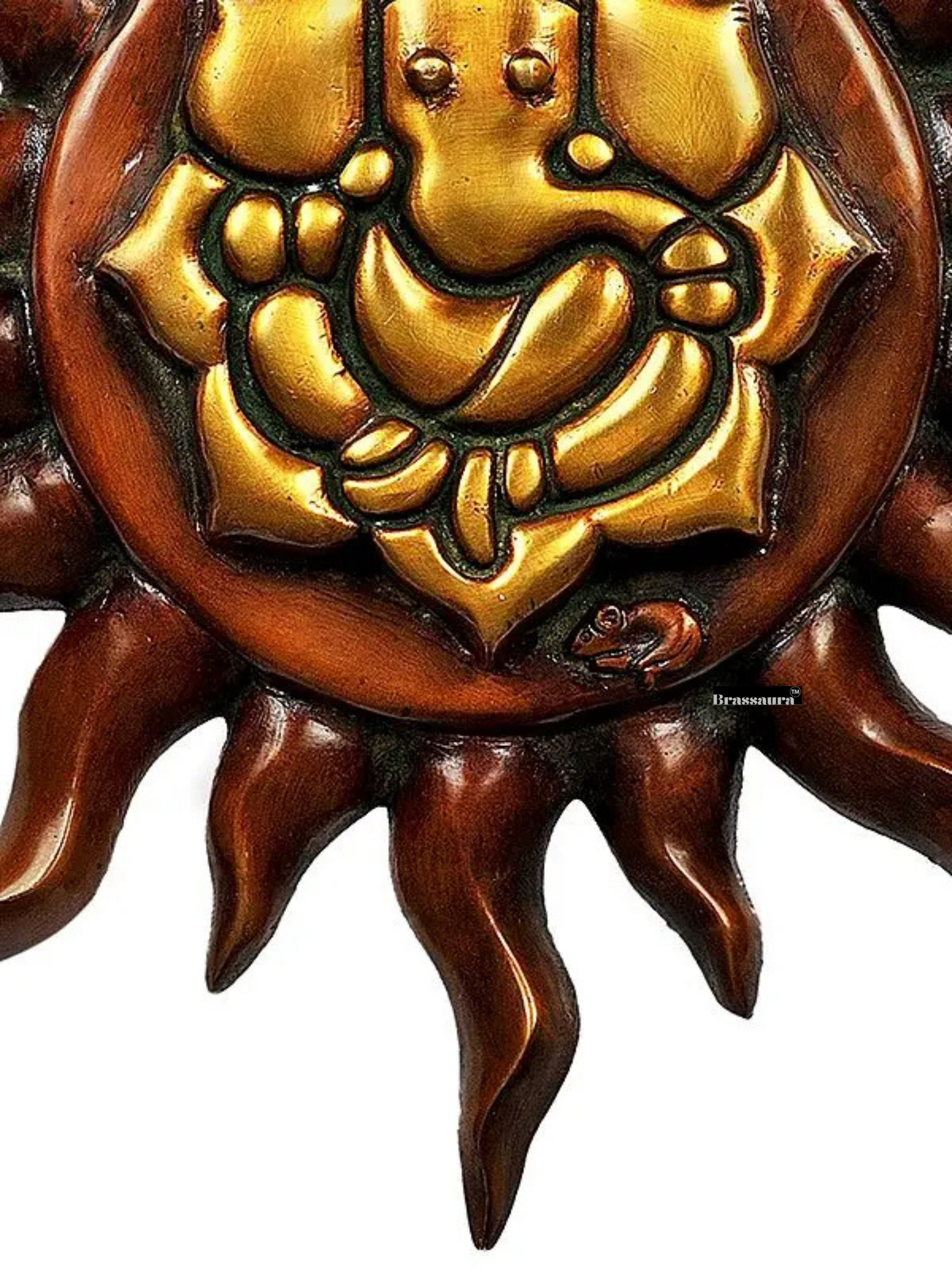 Brassaura™ Lord Ganesha with Surya Wall Hanging Brass – Height 12 inches | Weight 2.12 kgs
