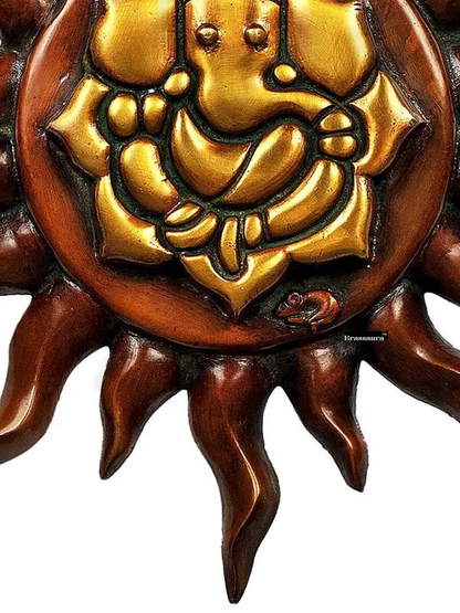 Brassaura™ Lord Ganesha with Surya Wall Hanging Brass – Height 12 inches | Weight 2.12 kgs