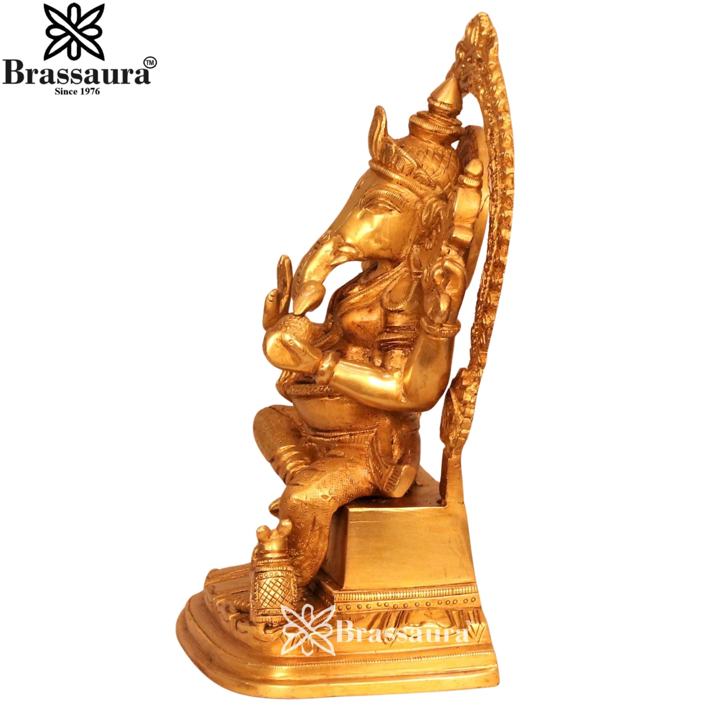 Brass Ring Ganesha Statue Weight 3.8 Kg & Height 10 Inch
