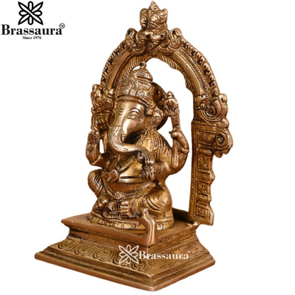 Brass Ring Ganesha Statue Weight 4 Kg & Height 8 Inch