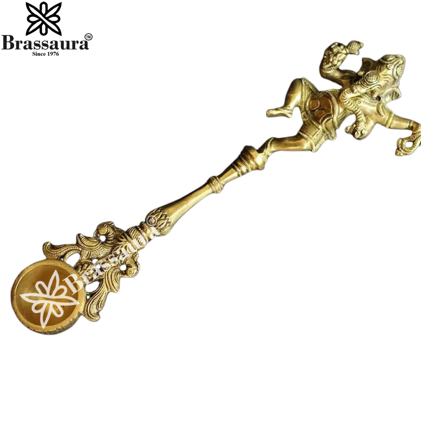 Brass Ganesha Spoon Statue Weight .55 Kg And Height 11 Inch