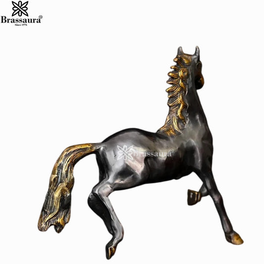 Brassaura® Vintage Brass Horse Sculpture | Handcrafted Decorative Showpiece | Height 10.5 Inches & Weight 2.74 Kgs