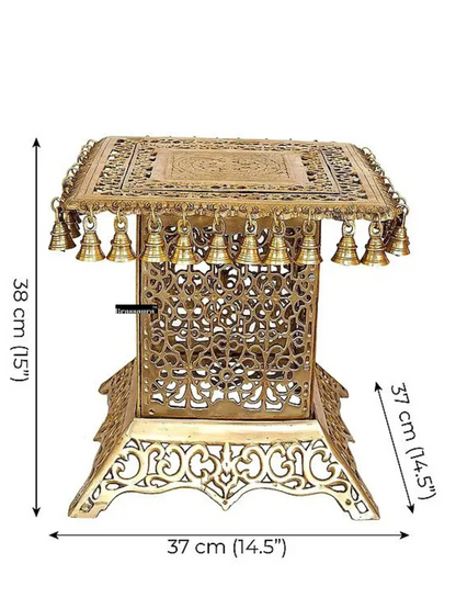 Brassaura™ Brass Designer Pedestal (Chowki) – Height 14.96 inches Weight 16 kgs