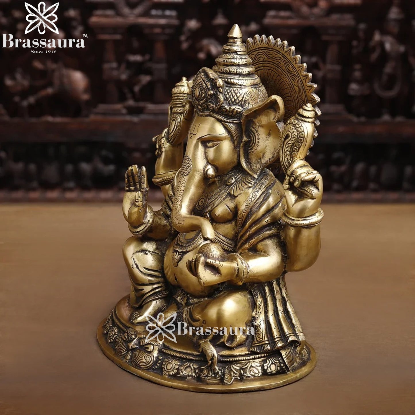 Brass Ganesha Weight 8.2 Kg & Height 11.5 Inch
